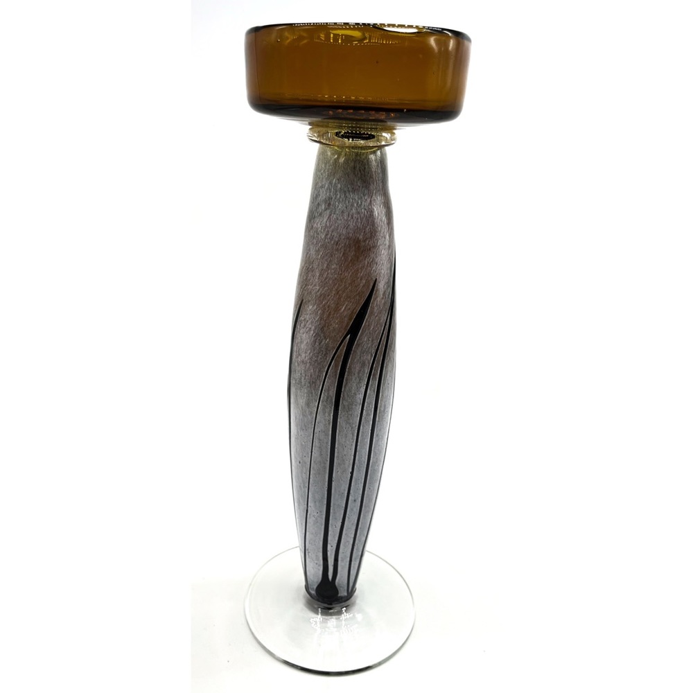 Modern Design Studio Art Glass Pillar Candle Holder MCM mid-century modern 60s